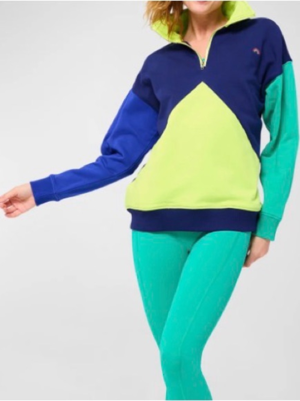Terez Clasic Colorblock Quarter-Zip Sweatshirt
